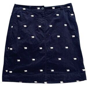 Talbots Women’s 2 Navy Polar Bear Embroidered Velveteen Skirt